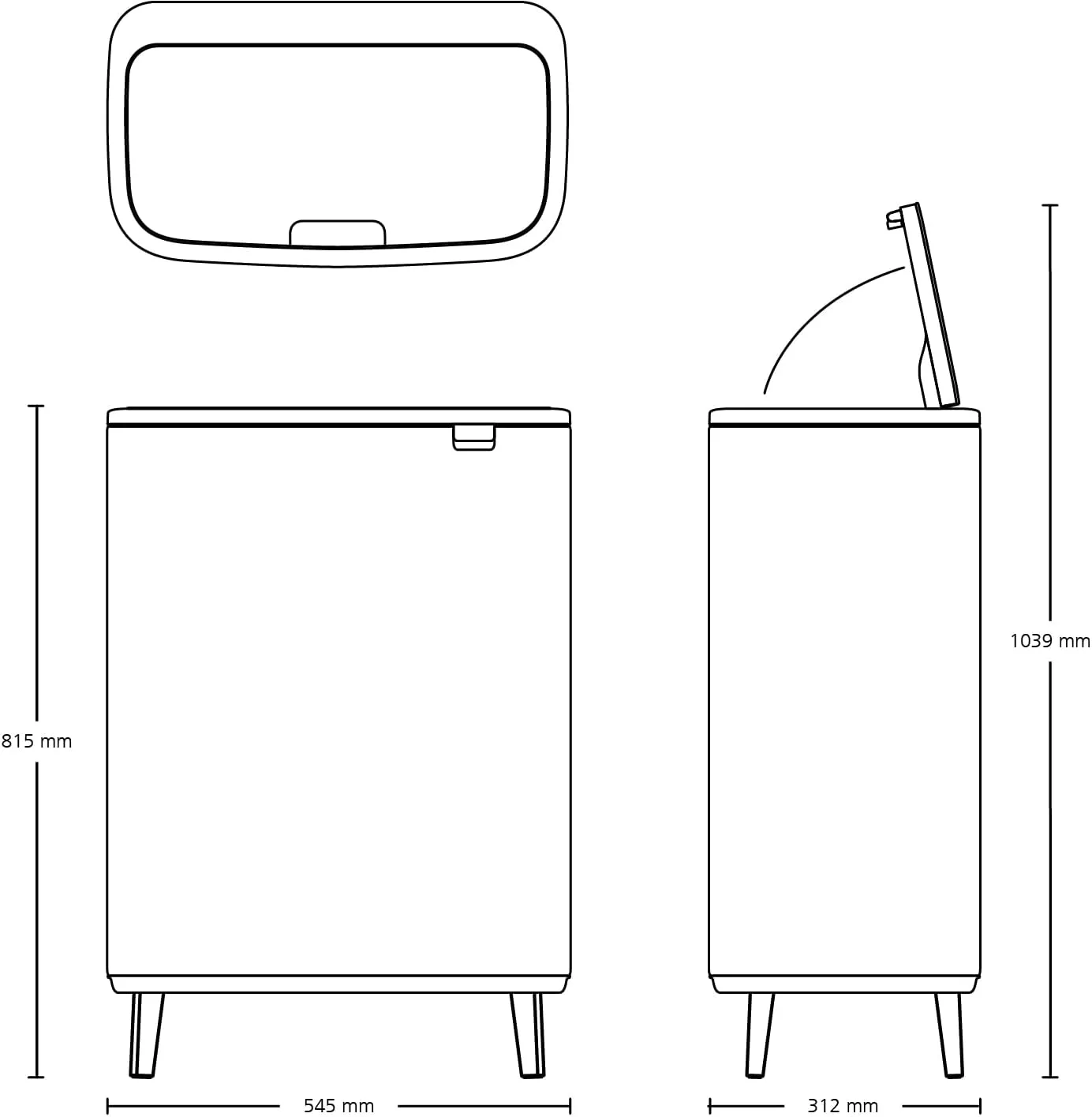 Brabantia Bo Hi Touch Top Trash Can - 2 x 8 Gal Inner Buckets (White) Waste/Recycling Garbage Can, Removable Compartments, Raised Legs