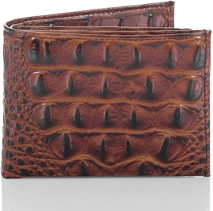 BRAHMIN Bifold Wallet - Unisex Adults - Brown Leather - Modern Classic - ID Window, Seven Credit Card Slots, Bill Divider