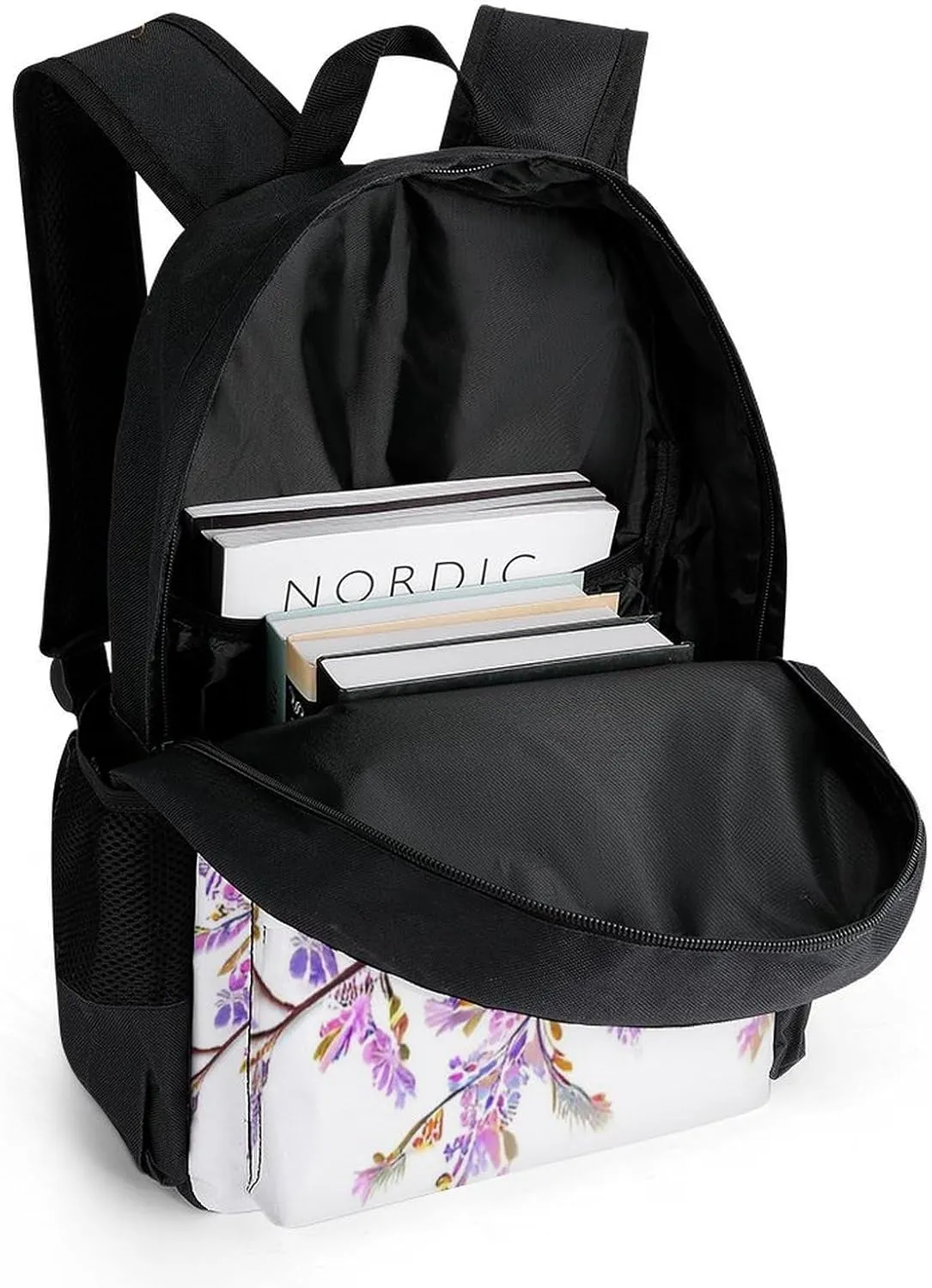 Branch Of Cherry Tree Flowers Blossoms Spring Art Backpack Polyester Anti-Theft Multipurpose Bookbag Large Capacity Laptop Book Bag Rucksack With Side Pockets