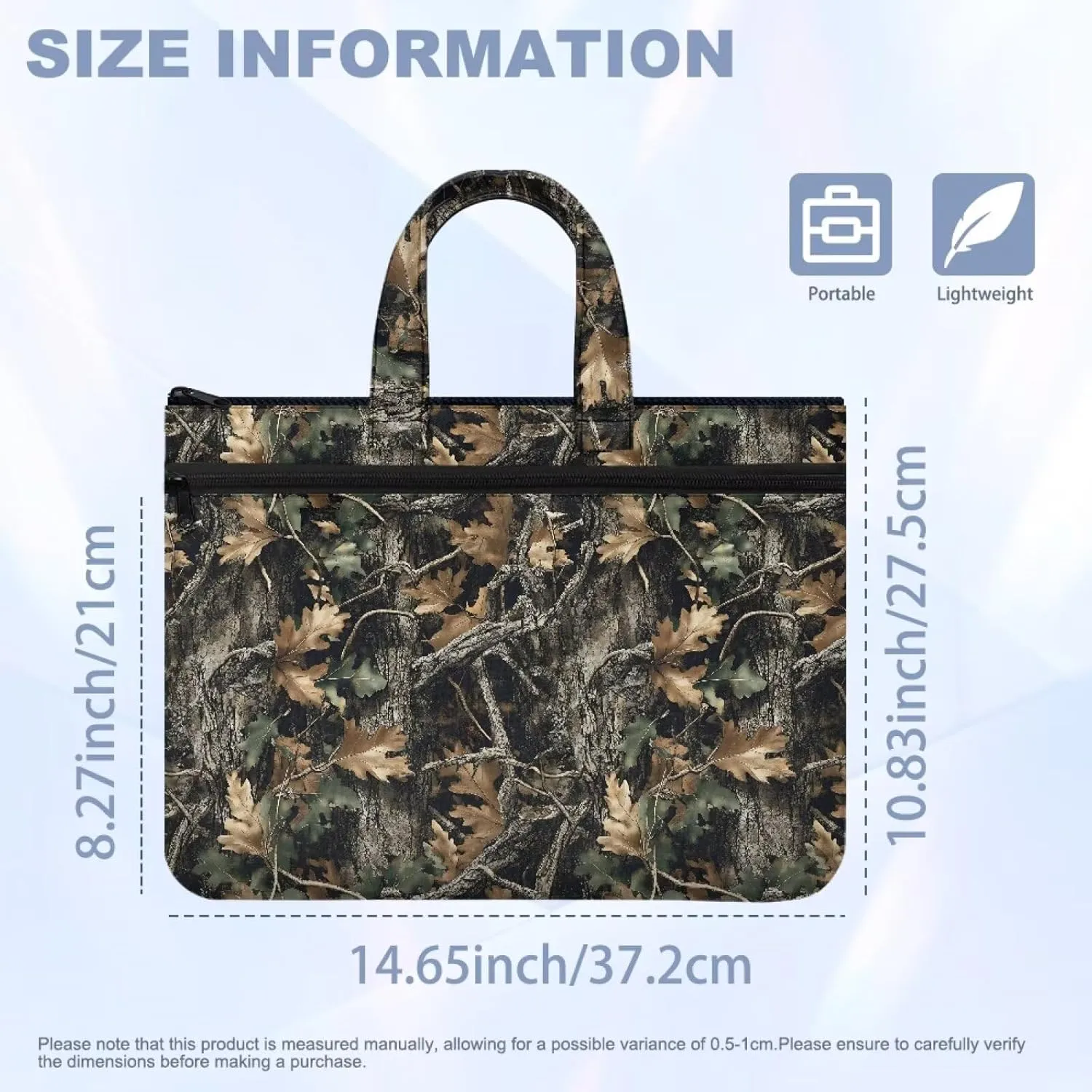 Branches Canvas File Pouch Equipped with Smooth Zipper Versatile Large - Capacity Meeting Office Organizer Briefcase 2 Compartments for Every Professional
