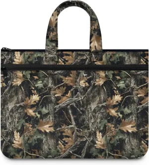 Branches Canvas File Pouch Equipped with Smooth Zipper Versatile Large - Capacity Meeting Office Organizer Briefcase 2 Compartments for Every Professional