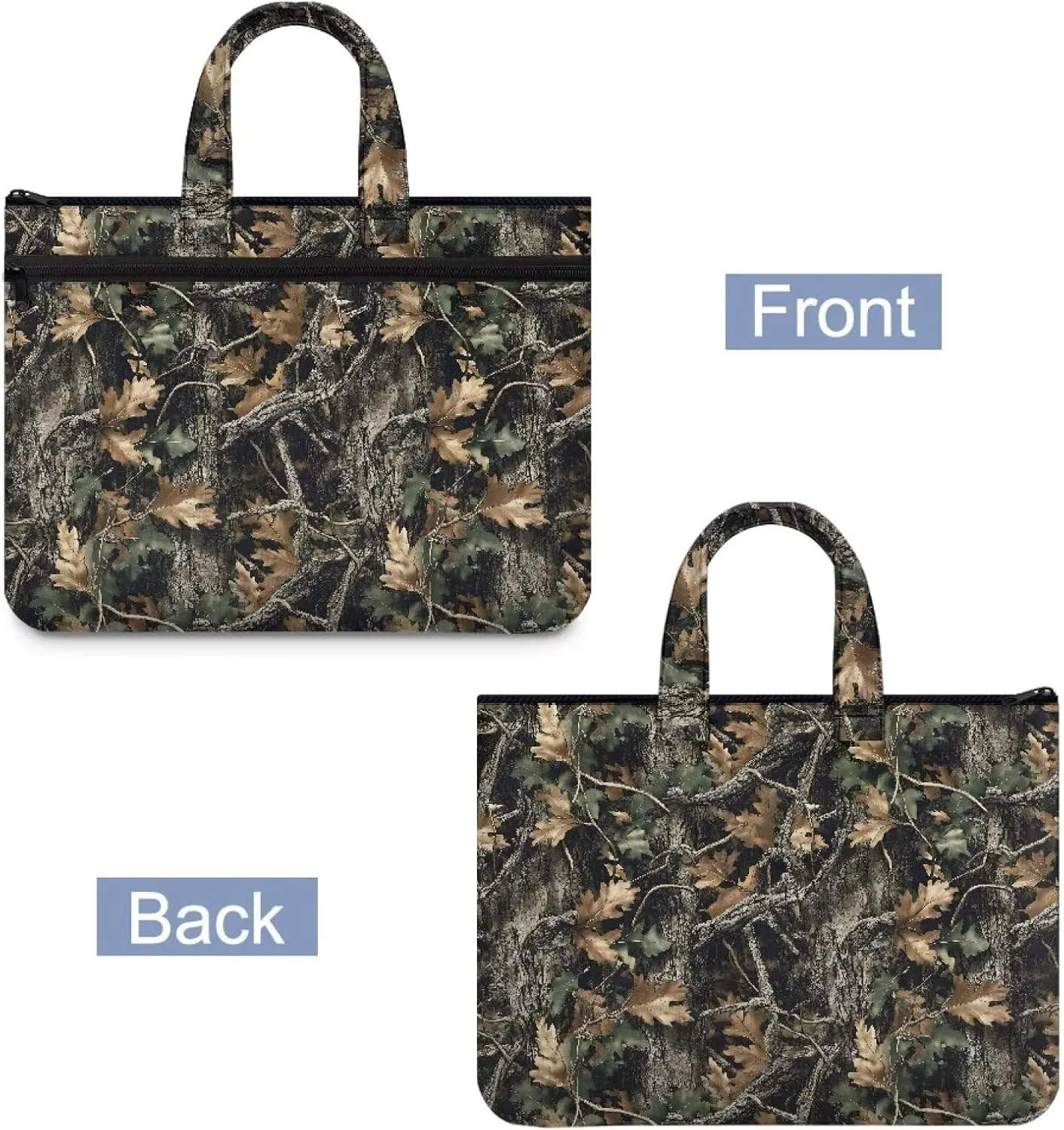 Branches Canvas File Pouch Equipped with Smooth Zipper Versatile Large - Capacity Meeting Office Organizer Briefcase 2 Compartments for Every Professional