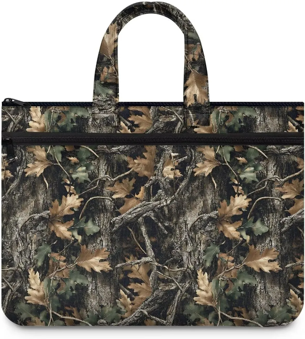 Branches Canvas File Pouch Equipped with Smooth Zipper Versatile Large - Capacity Meeting Office Organizer Briefcase 2 Compartments for Every Professional