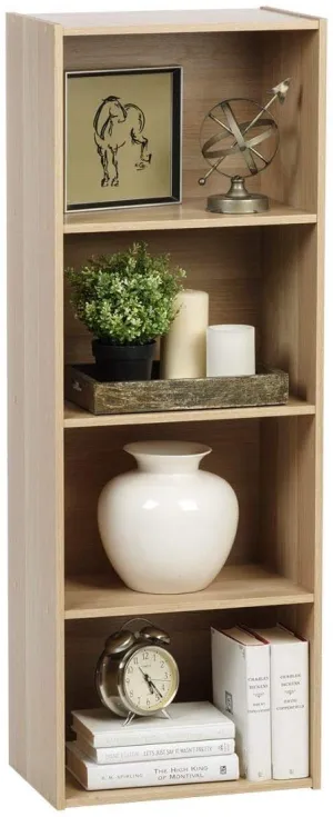 Brand new in box! Iris Ohyama, 4 lockers MDF wood shelf/storage furniture/Cube Bookcase CX-4, beige, 41.5 x 29 x 116.5 cm, Light Brown, 4 compartments!