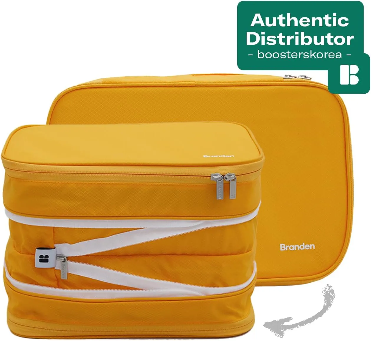 BRANDEN Compression Packing Cube, X-Large, Yellow | Travel Essentials l Luggage Organizer l Self Compression Organizer for Travel l Overnight Trip, Road Trip, Beach, Cruise