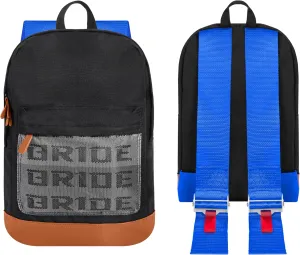 Bride Racing Backpack Brown Bottom with Harness Straps (Blue Strap)