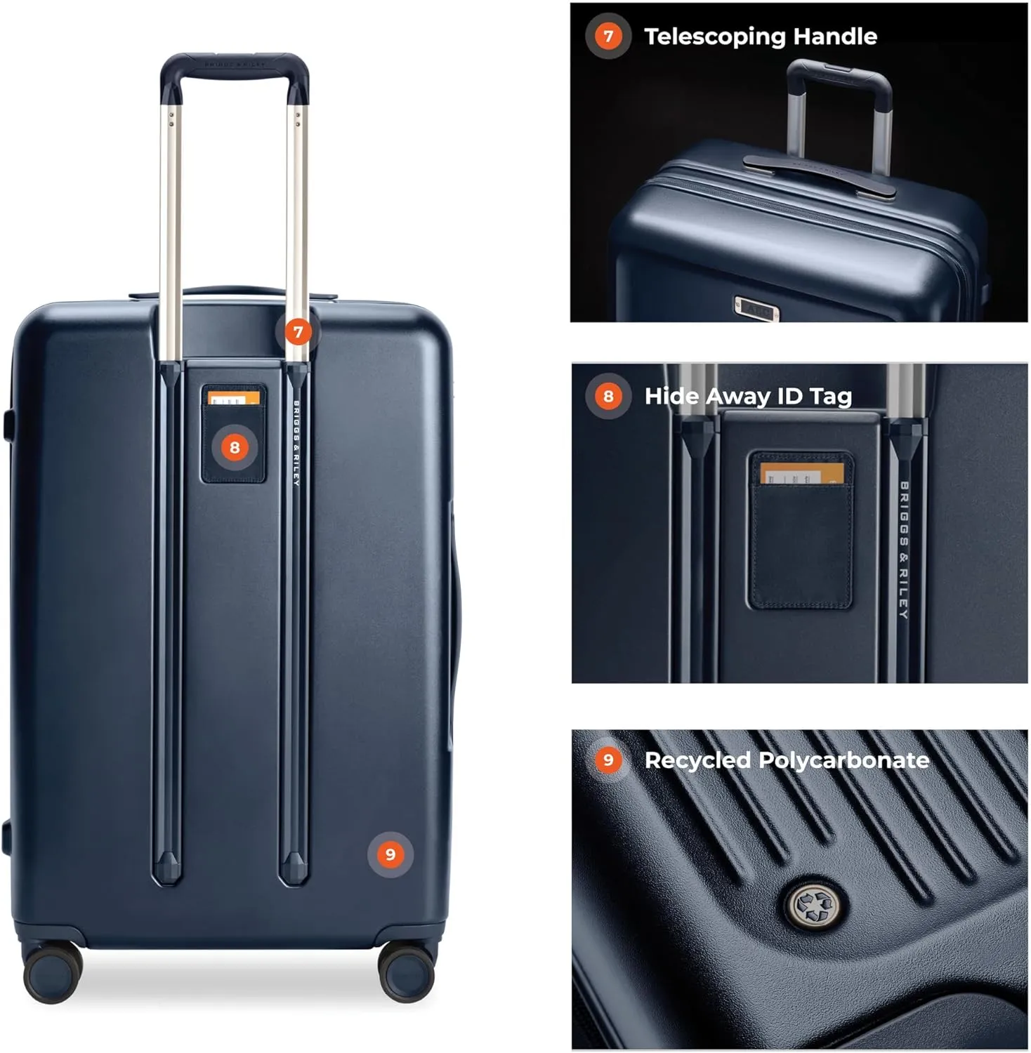 Briggs & Riley 30" Large Expandable Spinner - Checked Luggage for Travel, Suitcases with Wheels, Hardside Rolling Bag for Men & Women, Self-Repairing Zipper - Sympatico Collection, Navy