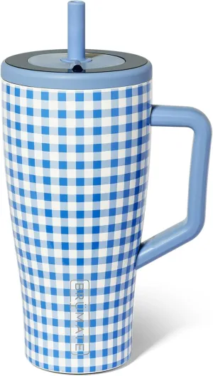 BrüMate Era 30 oz Tumbler with Handle and Straw | 100% Leakproof Insulated Tumbler with Lid and Straw | Made of Stainless Steel | Cup Holder Friendly Base | 30oz (Capri Gingham)