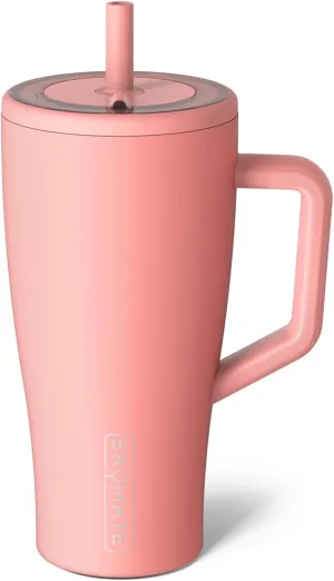 BrüMate Era 30 oz Tumbler with Handle and Straw | 100% Leakproof Insulated Tumbler with Lid and Straw | Made of Stainless Steel | Cup Holder Friendly Base | 30oz (Guava)