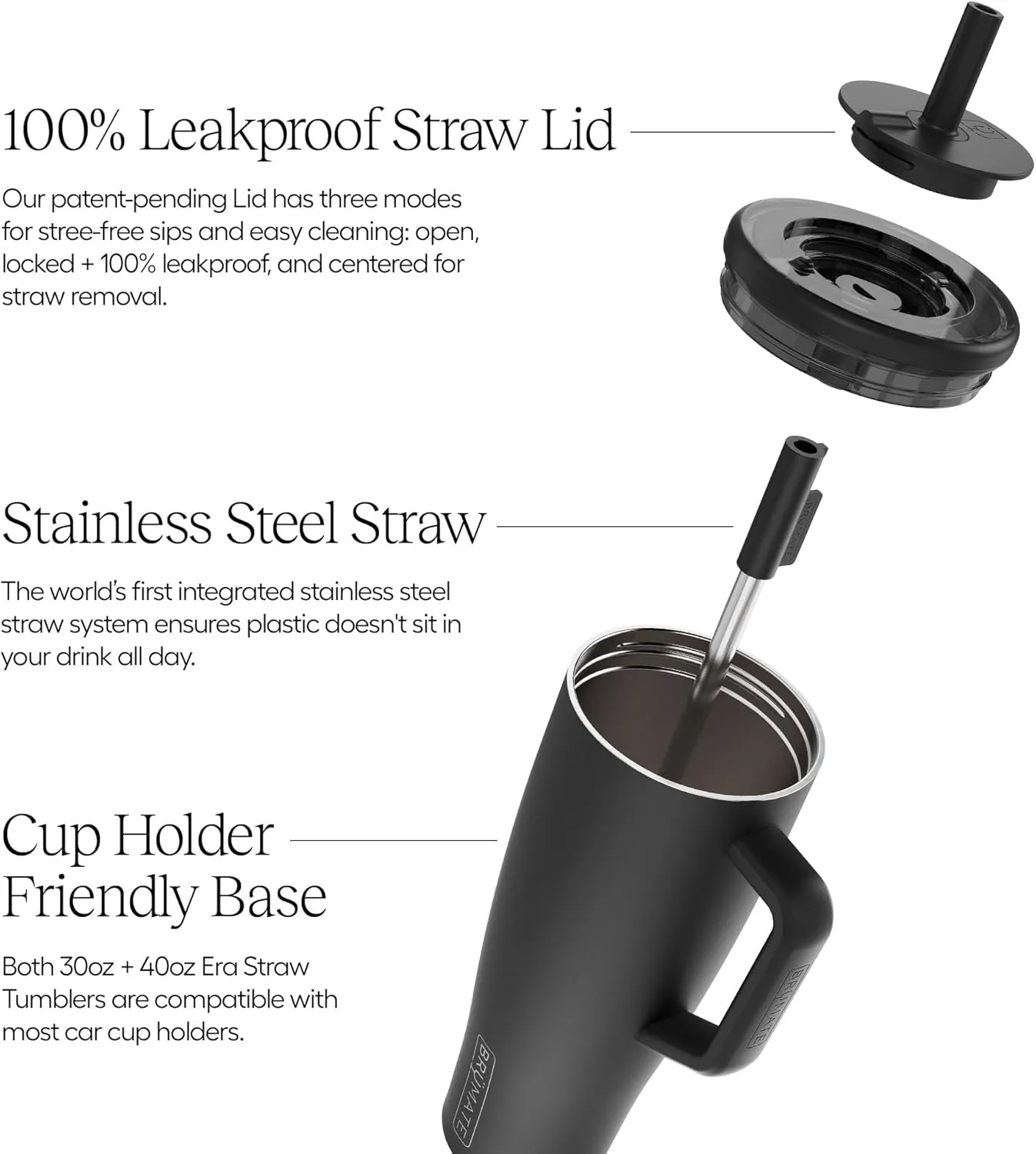BrüMate Era 30 oz Tumbler with Handle and Straw | 100% Leakproof Insulated Tumbler with Lid and Straw | Made of Stainless Steel | Cup Holder Friendly Base | 30oz (Sage)