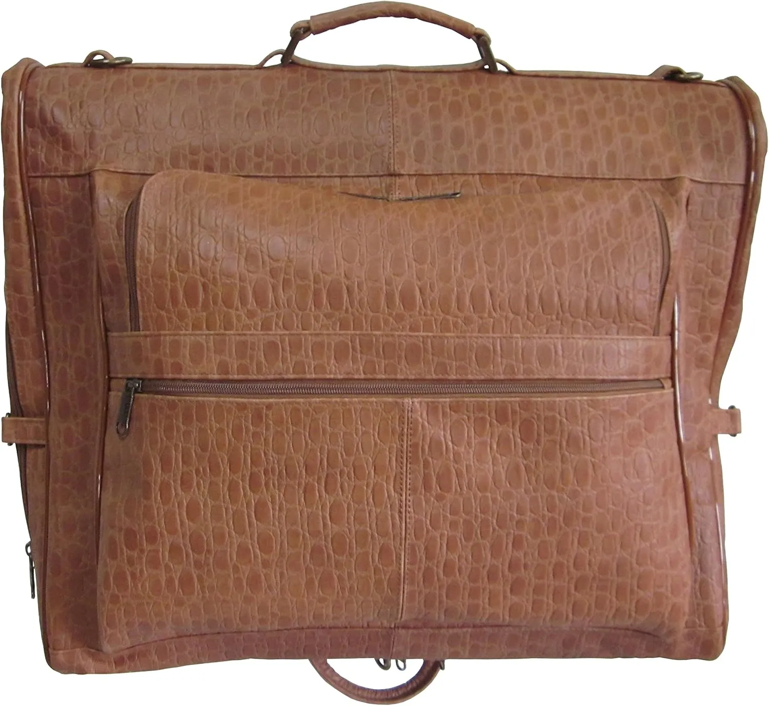 Brown Leather Chai River Pebble-Print Garment Bag (#2435-1)