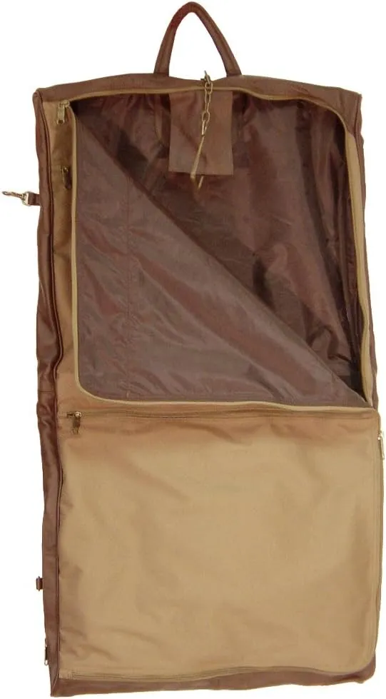 Brown Leather Chai River Pebble-Print Garment Bag (#2435-1)