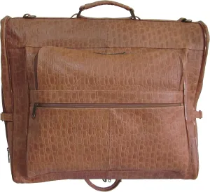 Brown Leather Chai River Pebble-Print Garment Bag (#2435-1)