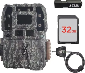 Browning Strike Force Pro DCL Nano Trail Game Camera Bundle Includes 32GB Memory Card with J-TECH Card Reader and Python Lock (26MP) | BTC5DCLN
