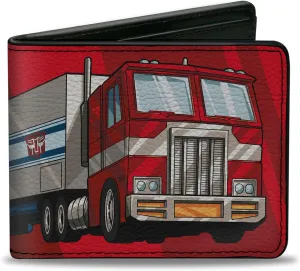 Buckle-Down Hasbro Wallet, Bifold, Transformers Optimus Prime Semi Truck and Autobot Shield Reds, Vegan Leather