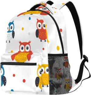 Budxapjw Animal Owl Travel Laptop Backpack for Women Men Colorful Dots Waterproof Bag with Adjustable Padded Shoulder Straps for Business Work Travel Hiking Camping