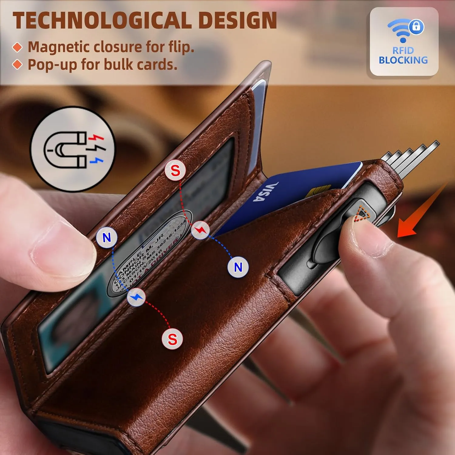 BULLIANT Money Clip Wallet,Mens Gift Slim Wallet Credit Card Holder Airtag&Standard Use 9Cards-Metal Case in Magnetic Flip Shell