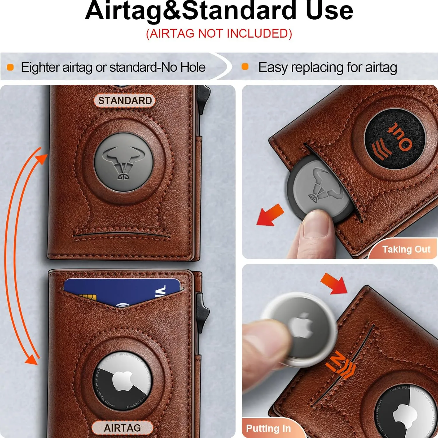 BULLIANT Money Clip Wallet,Mens Gift Slim Wallet Credit Card Holder Airtag&Standard Use 9Cards-Metal Case in Magnetic Flip Shell