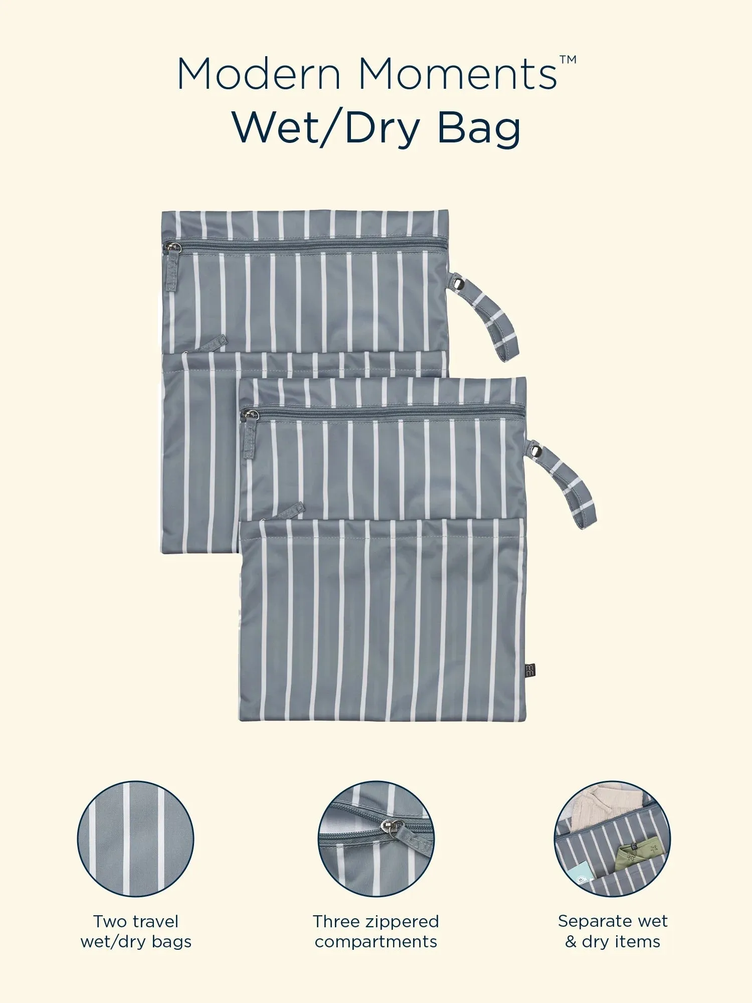 by Gerber Wet & Dry Bags, 2-Pack, Teal Strip