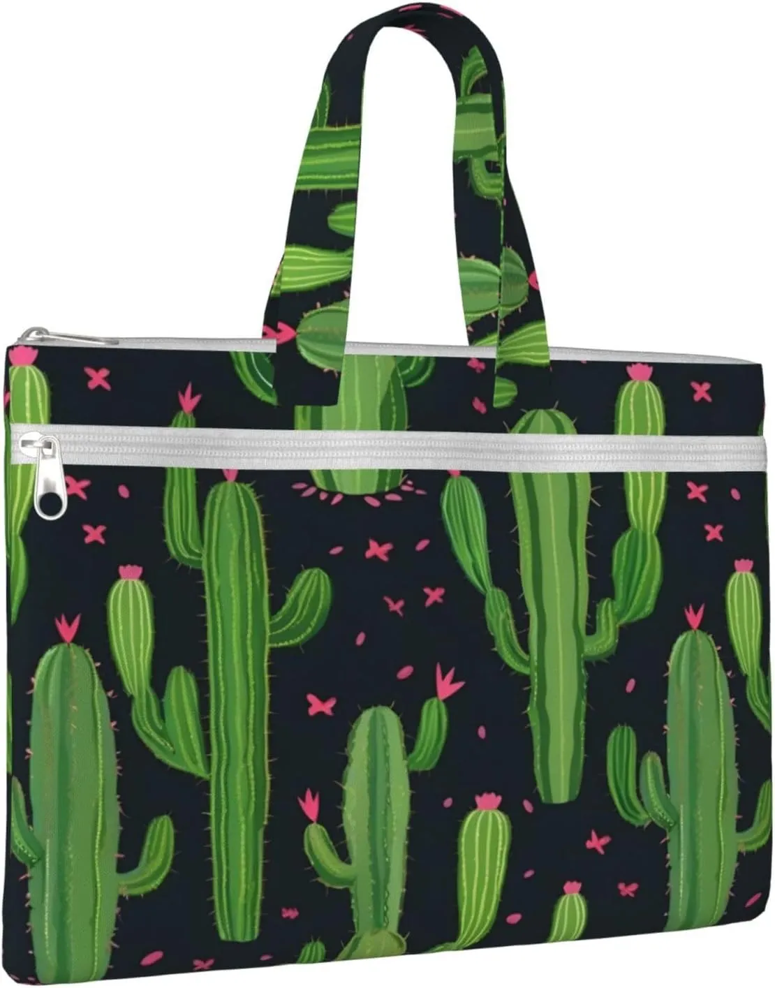 Cactus Art Canvas Document Bag A4 File Organizer for School Supplies and Study