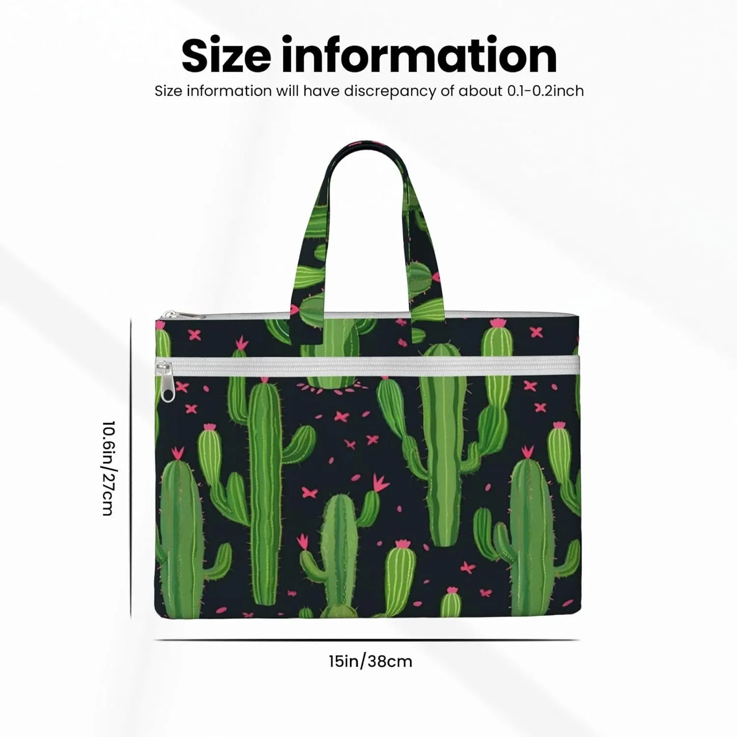 Cactus Art Canvas Document Bag A4 File Organizer for School Supplies and Study