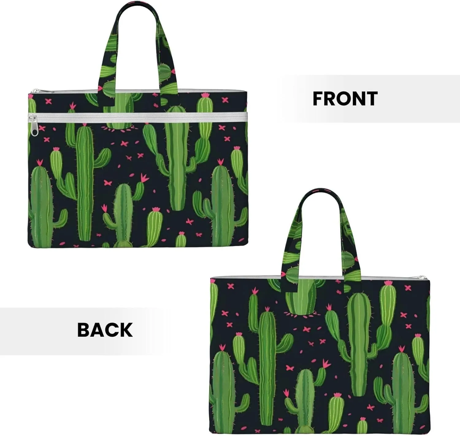 Cactus Art Canvas Document Bag A4 File Organizer for School Supplies and Study
