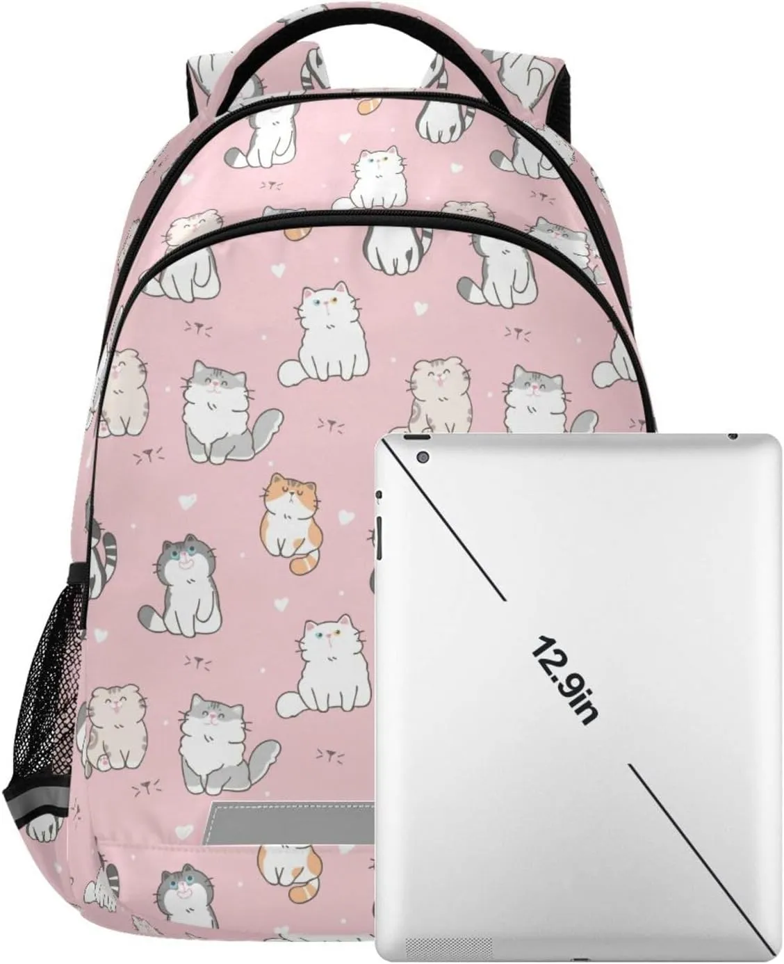 Caikeny Cat Kids Backpack Daypack Pink College School Shoulder Bag Travel Laptop Backpack Book Bag for Kids