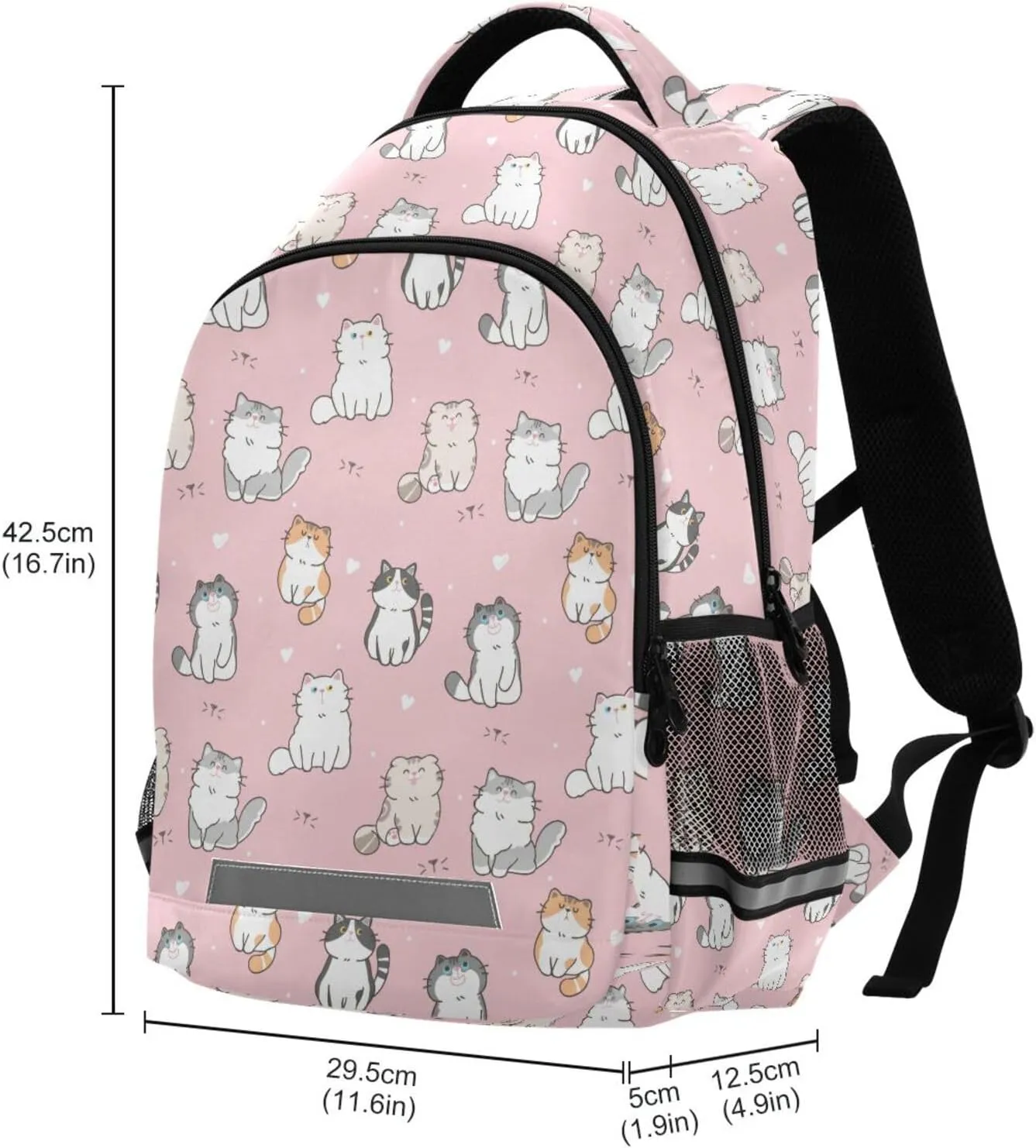 Caikeny Cat Kids Backpack Daypack Pink College School Shoulder Bag Travel Laptop Backpack Book Bag for Kids