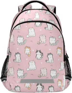Caikeny Cat Kids Backpack Daypack Pink College School Shoulder Bag Travel Laptop Backpack Book Bag for Kids