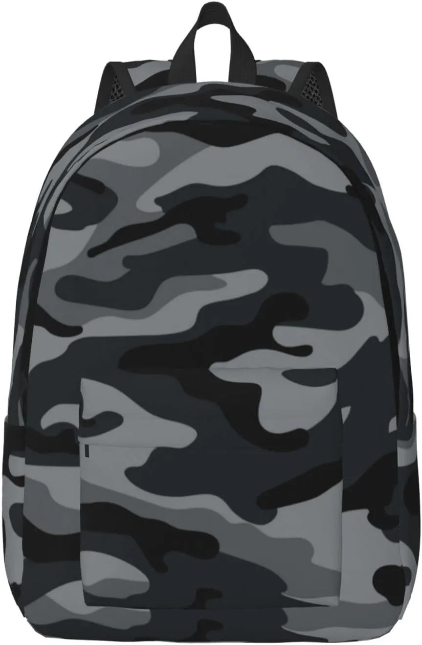 Camouflage Camo Grey Backpack 17.7 Inch Laptop Backpack Travel Hiking Daypack Multipurpose Book Bag For Men Women Teens Boys Girls