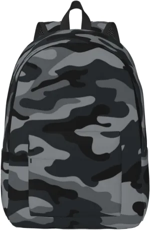 Camouflage Camo Grey Backpack 17.7 Inch Laptop Backpack Travel Hiking Daypack Multipurpose Book Bag For Men Women Teens Boys Girls