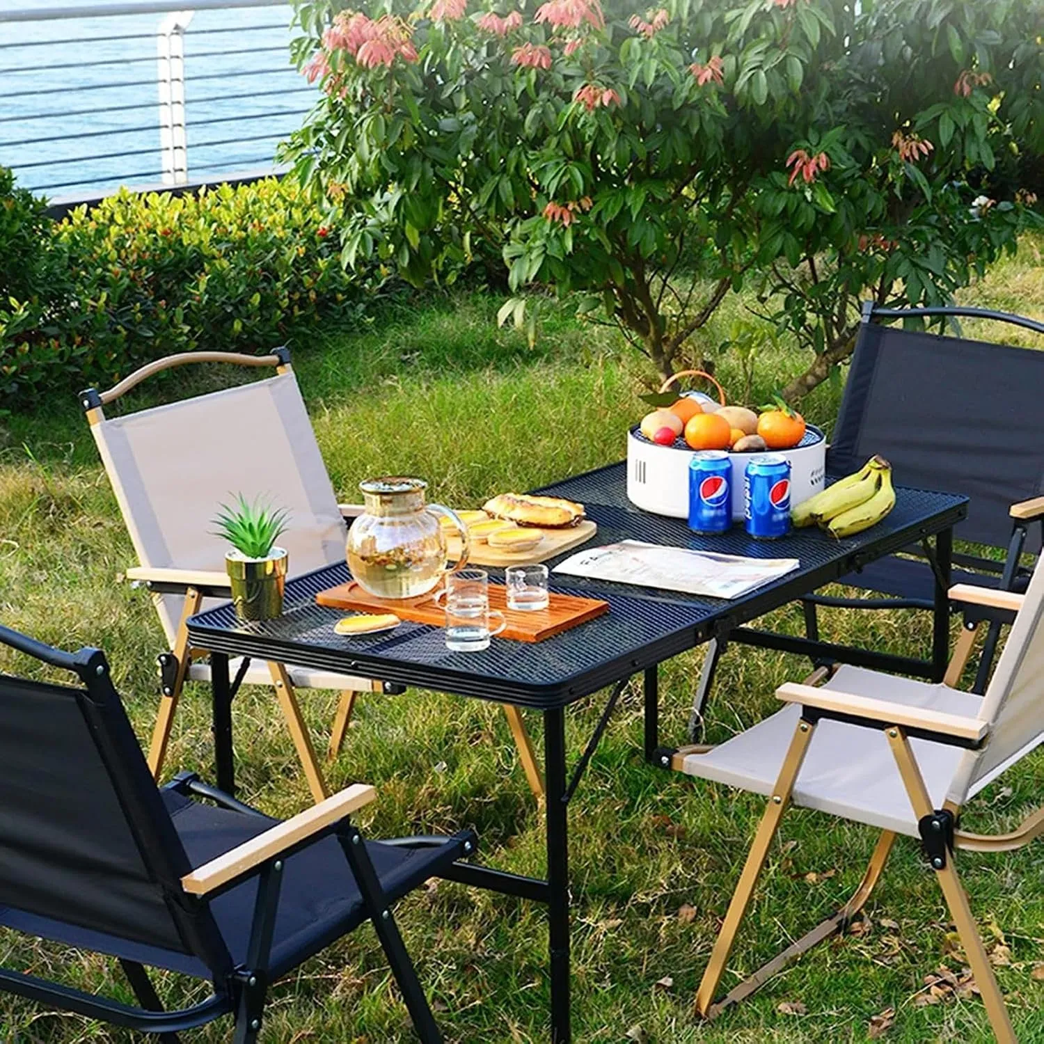 Camping Tables Table,Portable Folding Table with Aluminum Frame and Metal Desktop,Height Lightweight Outdoor Picnic Table with Carry Handle