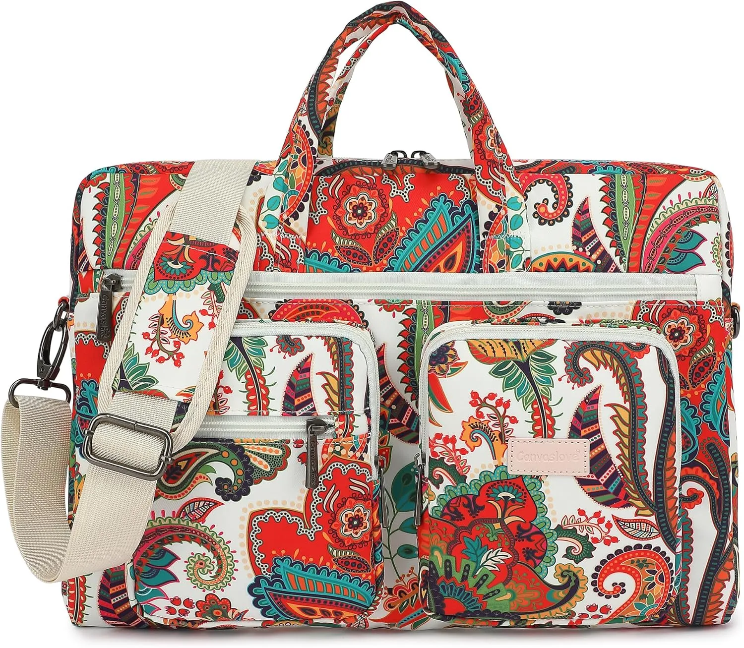 Canvaslove Muti-Pockets Laptop Case Bag,Rebound Bubble Cushioned Laptop Briefcase Shoulder Bag Fits 15.6 inch-16 inch Laptop(Paisley)