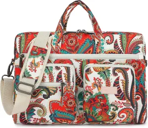 Canvaslove Muti-Pockets Laptop Case Bag,Rebound Bubble Cushioned Laptop Briefcase Shoulder Bag Fits 15.6 inch-16 inch Laptop(Paisley)
