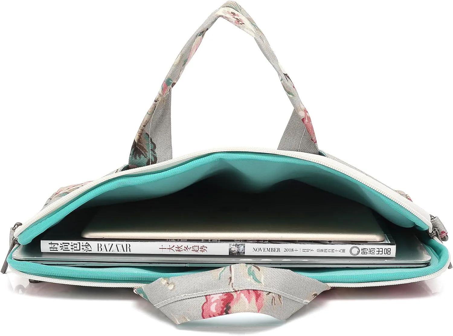 Canvaslove Rose Pattern Water Resistant Laptop Shoulder Messenger Bag for MacBook Pro 16 inch,15.6 inch and 15 inch-16 inch Laptop