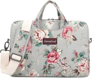 Canvaslove Rose Pattern Water Resistant Laptop Shoulder Messenger Bag for MacBook Pro 16 inch,15.6 inch and 15 inch-16 inch Laptop