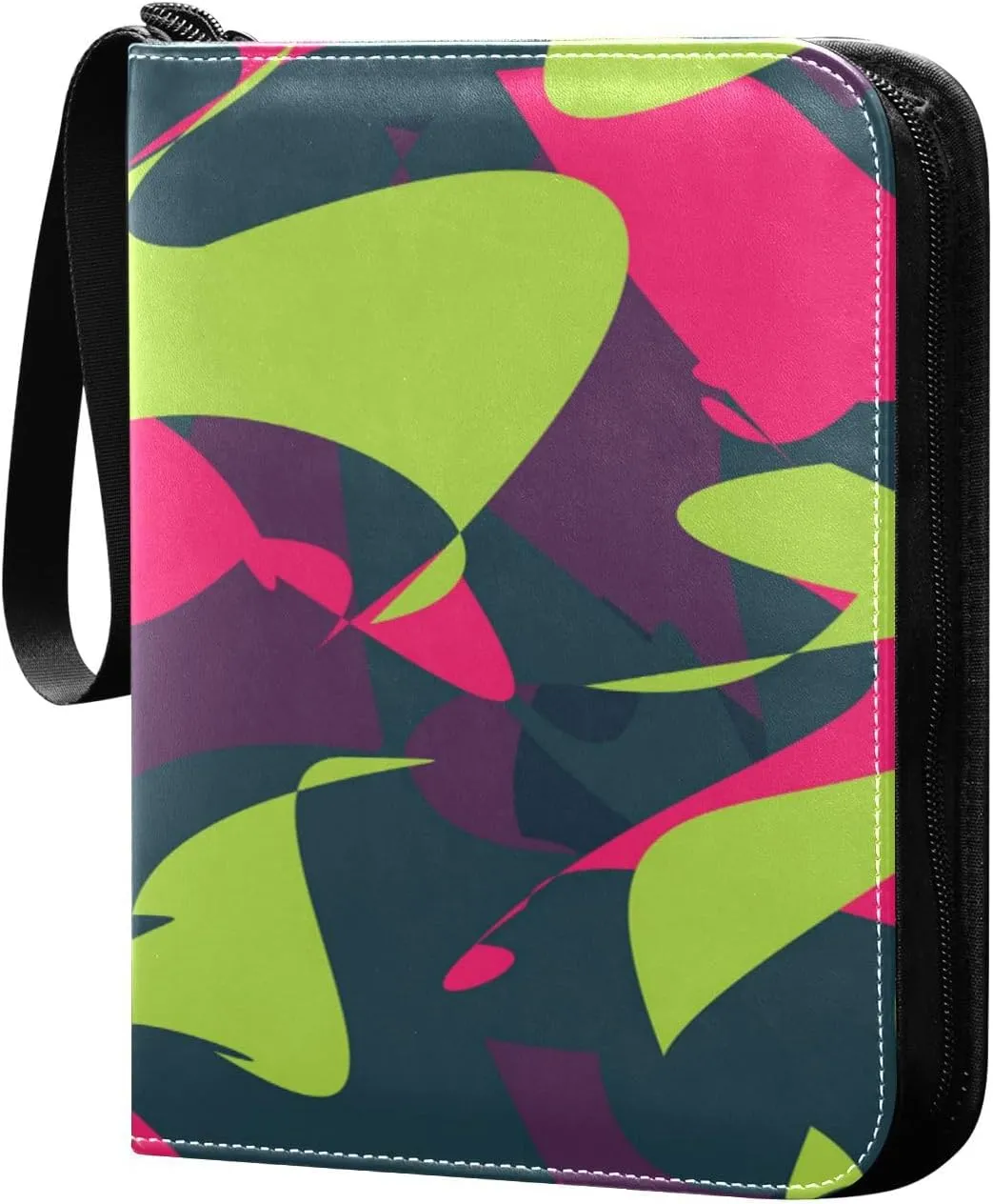 Card Binder 4 Pocket, Trading Card Binder Holder Fits 400 Cards with 50 Sleeves, Card Collection Binder Album Book Holder for Baseball Football Games Cards, Colorful Abstract