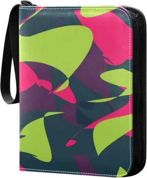 Card Binder 4 Pocket, Trading Card Binder Holder Fits 400 Cards with 50 Sleeves, Card Collection Binder Album Book Holder for Baseball Football Games Cards, Colorful Abstract