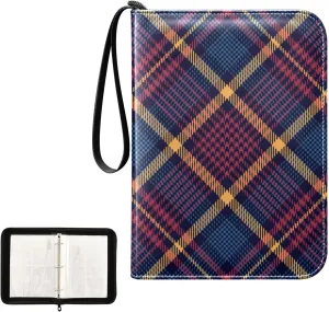 Card Binder 400 Pockets Trading Card Binder Holder with 50 Removable Sleeves,Card Binder Album with Zipper Portable Card Folder for Baseball Football Games Sports Cards,Colorful Tartan Plaid