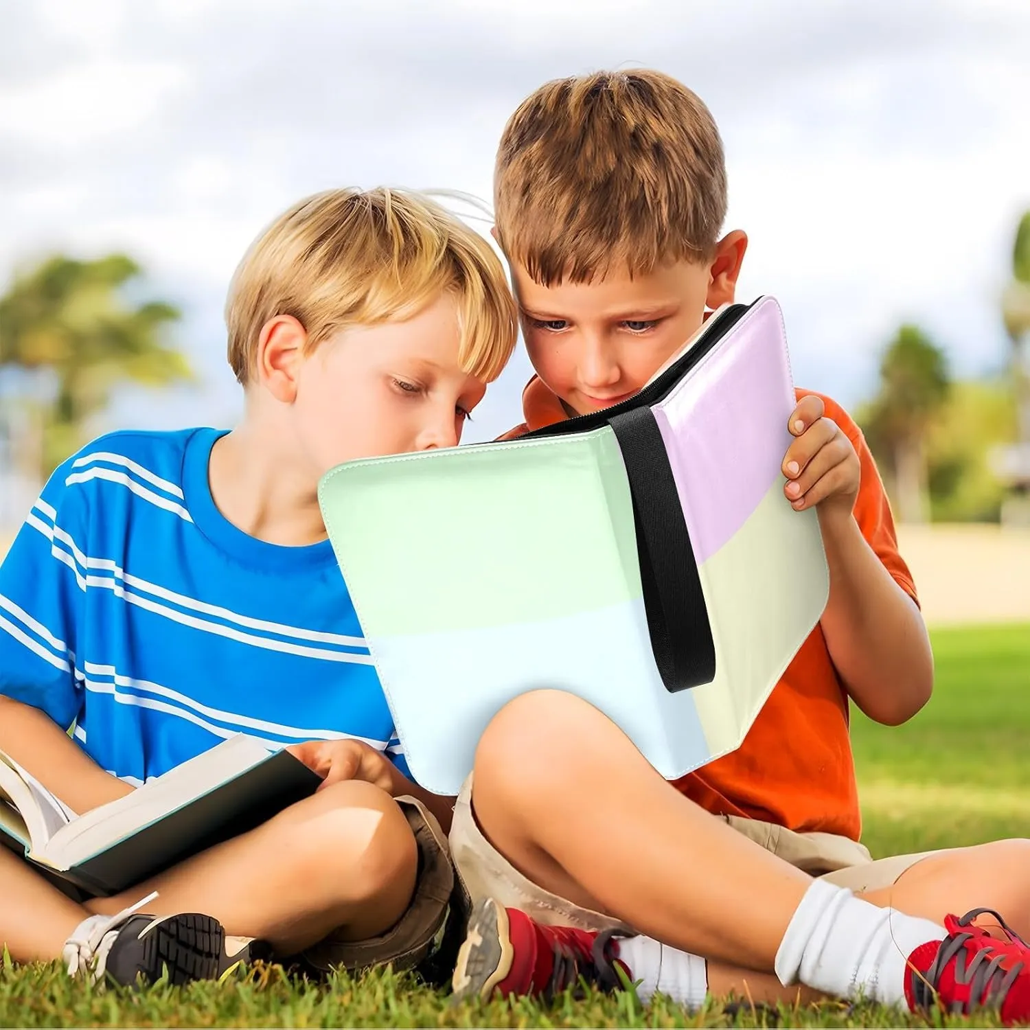 Card Binder Trading Card Binder PU Leather Card Collection Binder 4 Pocket Baseball Football Sports Card Holder Album Book Storage for 400 Cards Colorful