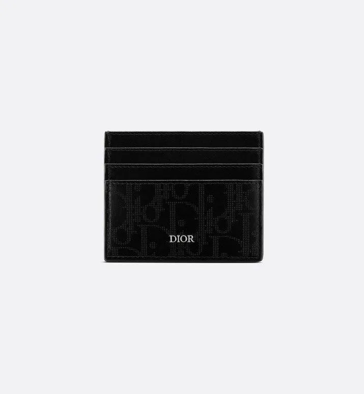 Card Holder • Black Dior Oblique Galaxy Leather