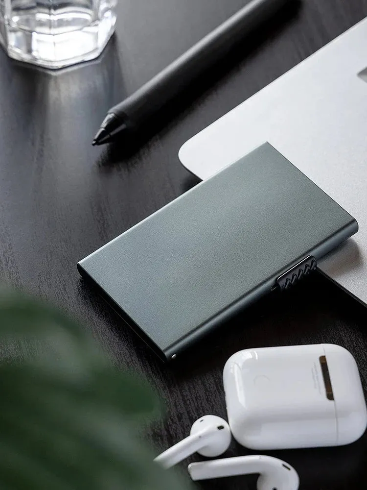 Card Holder Wallet Minimalist Slim Metal RFID Blocking Card Protector Pop up Credit Card Wallets for Men