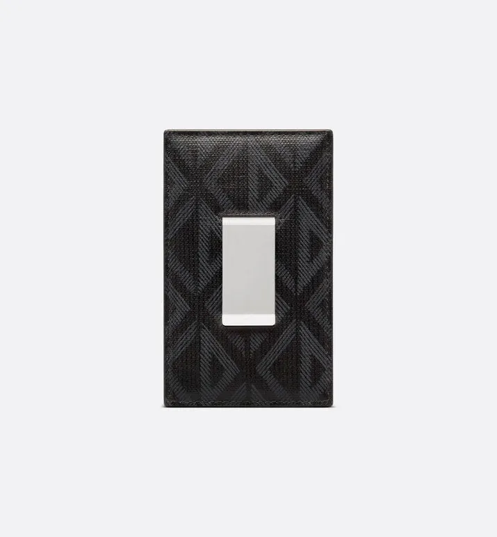 Card Holder with Bill Clip • Black CD Diamond Canvas