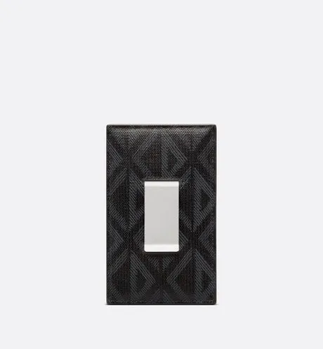 Card Holder with Bill Clip • Black CD Diamond Canvas