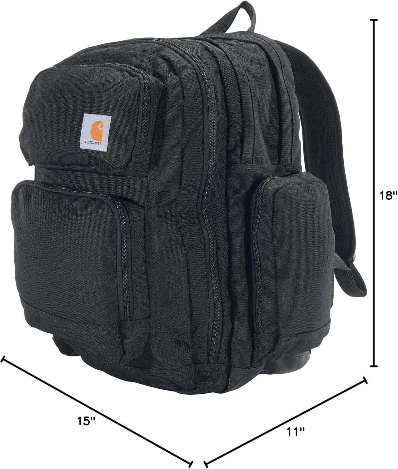 Carhartt 35L Backpack, Durable Pack with Laptop Sleeve and Duravax Abrasion Resistant Base, Everyday Triple Compartment (Black), One Size