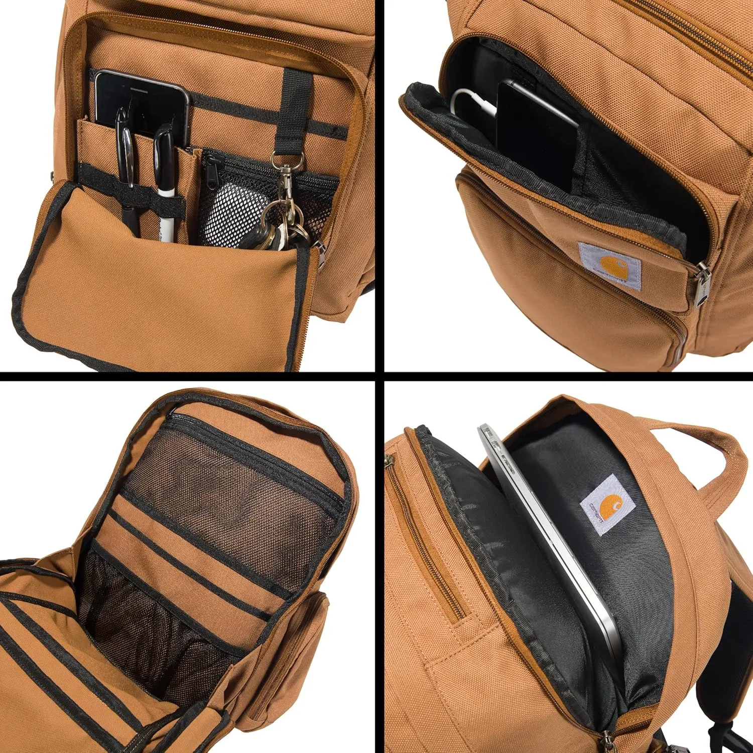 Carhartt 35L Backpack, Durable Pack with Laptop Sleeve and Duravax Abrasion Resistant Base, Everyday Triple Compartment (Black), One Size