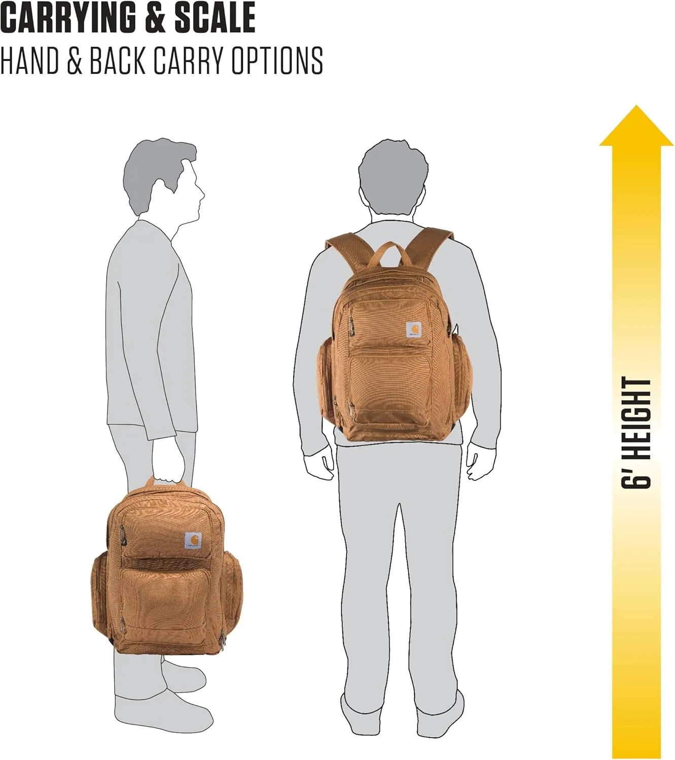 Carhartt 35L Backpack, Durable Pack with Laptop Sleeve and Duravax Abrasion Resistant Base, Everyday Triple Compartment (Black), One Size