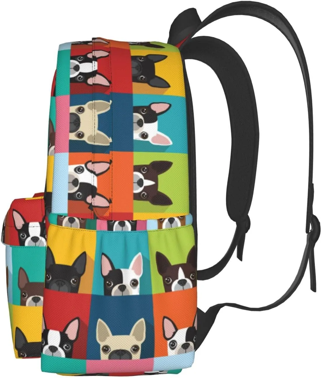 Cartoon Boston Terriers Bulldog Waterproof Backpack Adjustable Shoulder Straps Bag Large Capacity Casual Daypack Bookbag For Travel Work