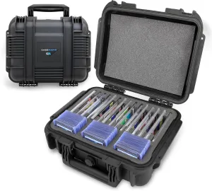 CASEMATIX Graded Card Storage Box With 15 Individual Slots To Separate SGC BGS PSA Sports Trading Cards and Top loader Card Storage Case, Waterproof Graded Card Case For Slabs and Toploaders
