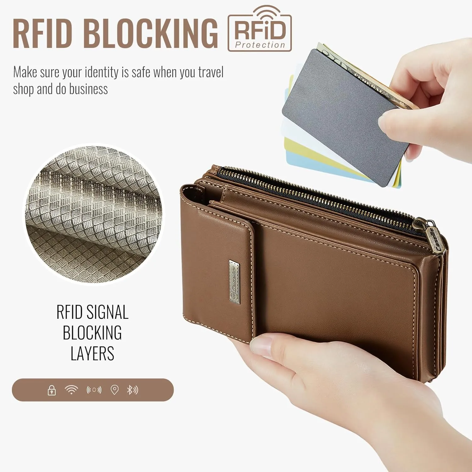 CaseMe Small Crossbody Cell Phone Bag for Women, RFID Blocking Shoulder Handbag Strap Wallet Purse with Card Slots